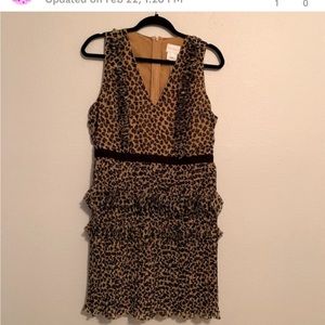 Foxiedox animal print pleated ruffle dress L New With Tags